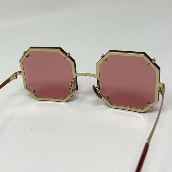 Dolce Gabbana Octagon Sunglasses DG 2216 02/84  55[] 20 Red Lenses Gold Hardware - Picture 7 of 16